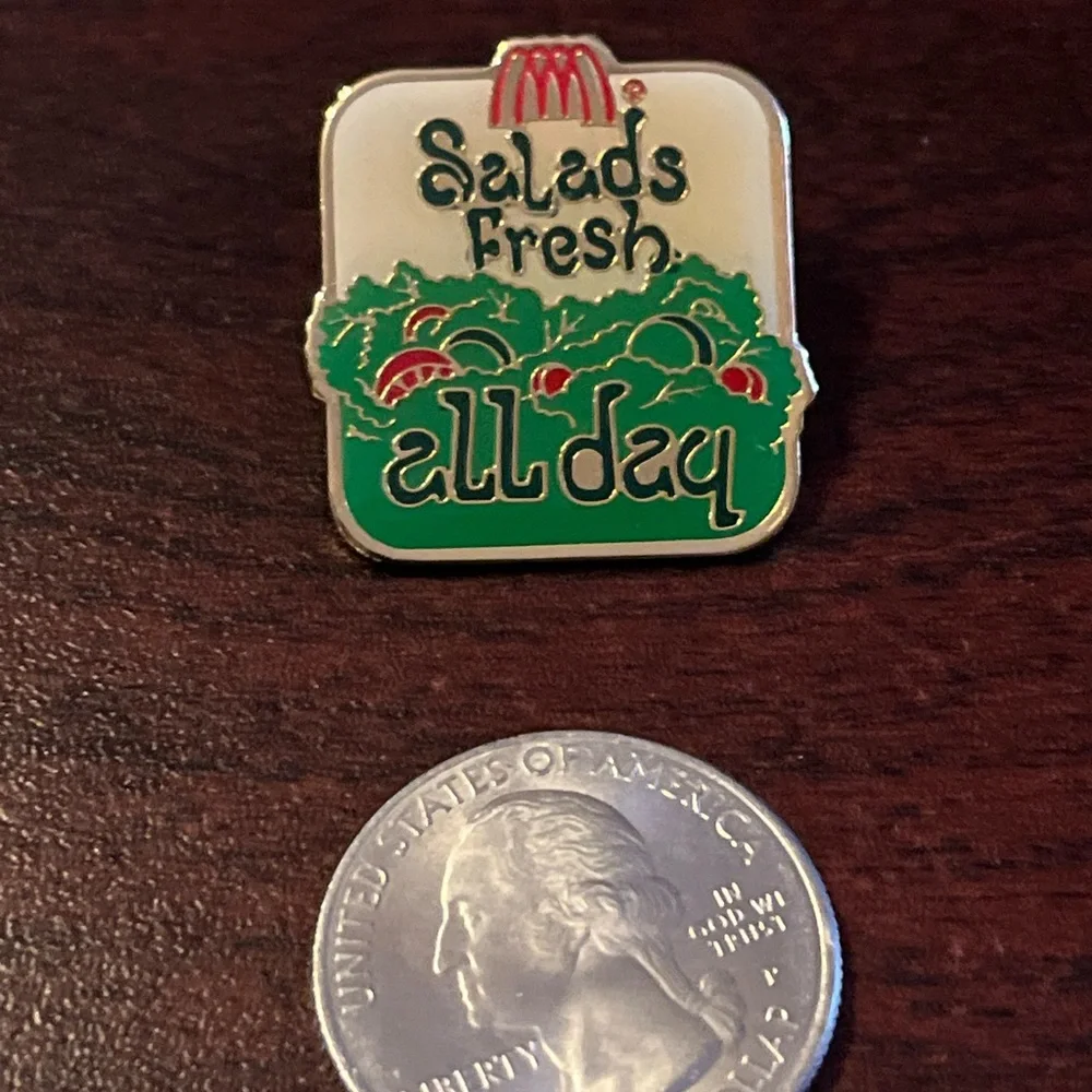 Vintage McDonald's Salads‎ Fresh All Day Employee Lapel Hat Pin